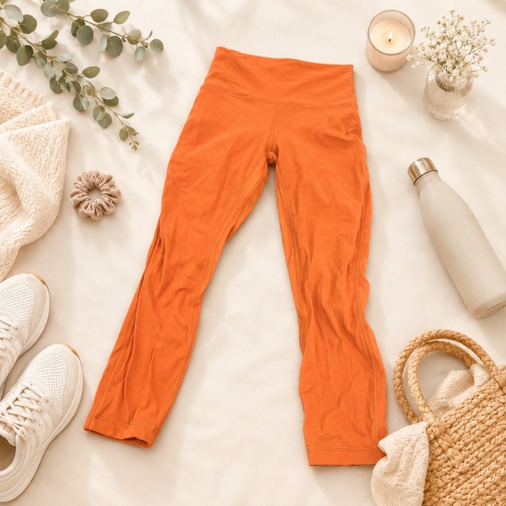 Lululemon Align High Rise Crop Leggings Size 6 Orange Yoga Workout Athleisure